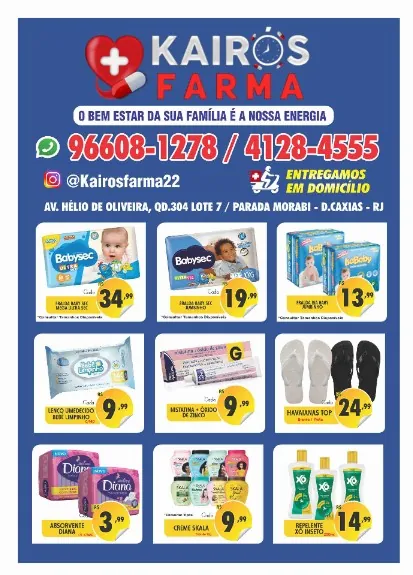 Encarte de ofertas de farmácia com produtos e preços